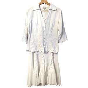 Giocam Womens Beachy 2 Piece Skirt Set Sz S/L Boho Cottagecore Coastal Resort